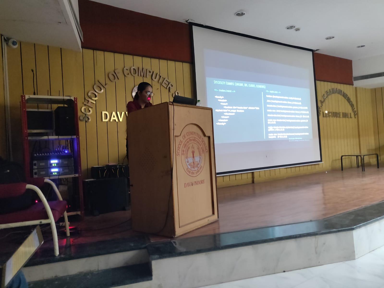 Simran running a college workshop